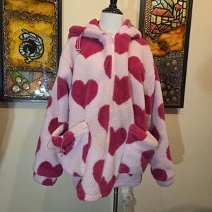 ❌️ SOLD ❌️ Aelfric Eden Pink Heart Teddy Jacket